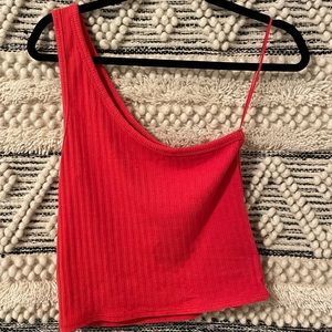 American eagle off the shoulder red cropped tank